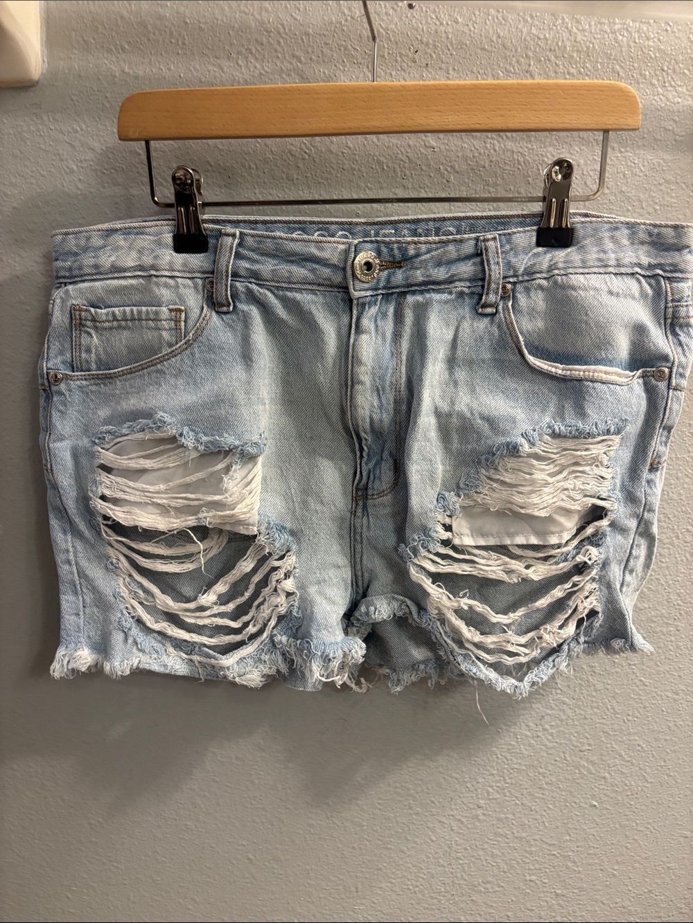 GOGO Light Blue Distressed Denim Jean Shorts